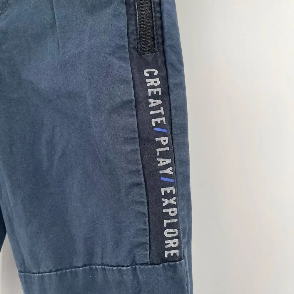 H&M Boys Navy Blue 100% Cotton Joggers Size 8 | Elastic Drawstring Waist